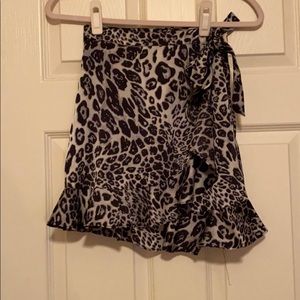 Animal print mini wrap skirt